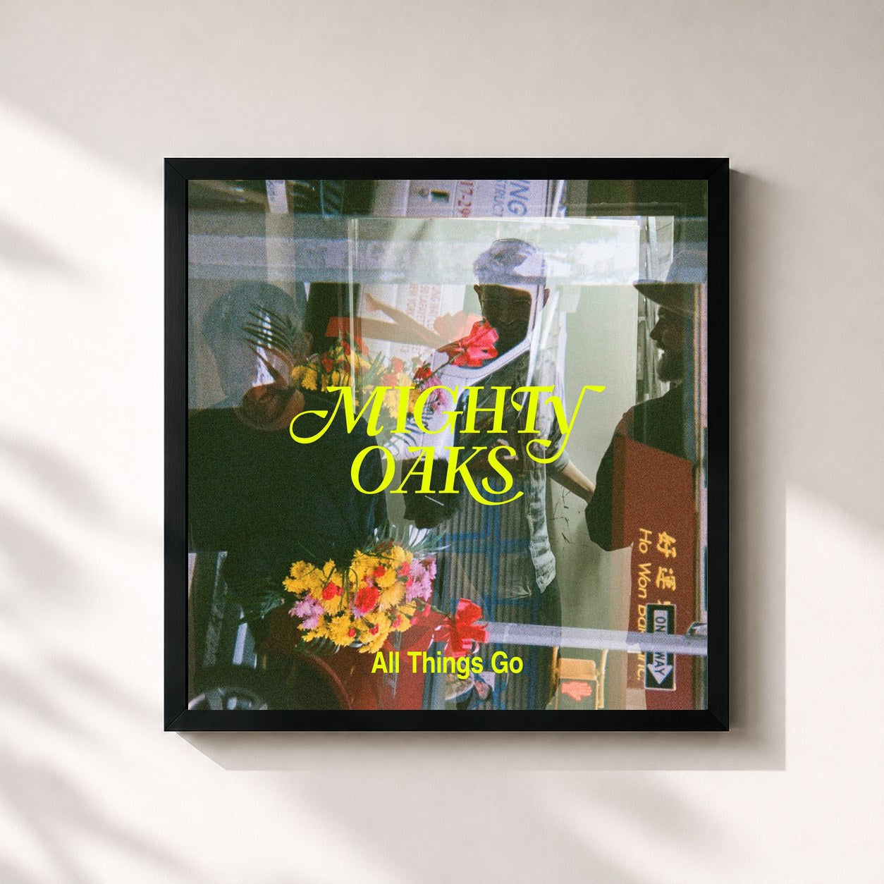 #noir Tableau carré de l'album All Things Go de Mighty Oaks, cadre noir 32x32 cm