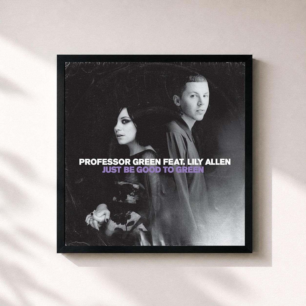 #noir Tableau carré de l'album Just Be Good To Green de Professor Green, cadre noir 32x32 cm