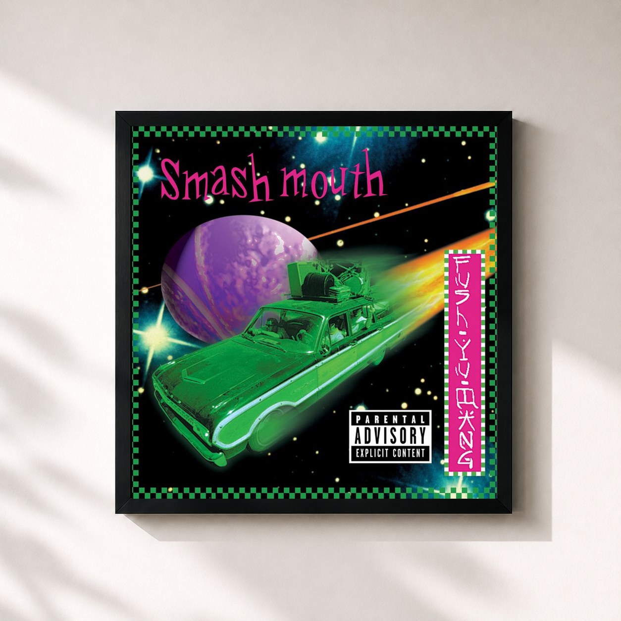 #noir Tableau carré de l'album Fush Yu Mang (20th Anniversary Edition) de Smash Mouth, cadre noir 32x32 cm