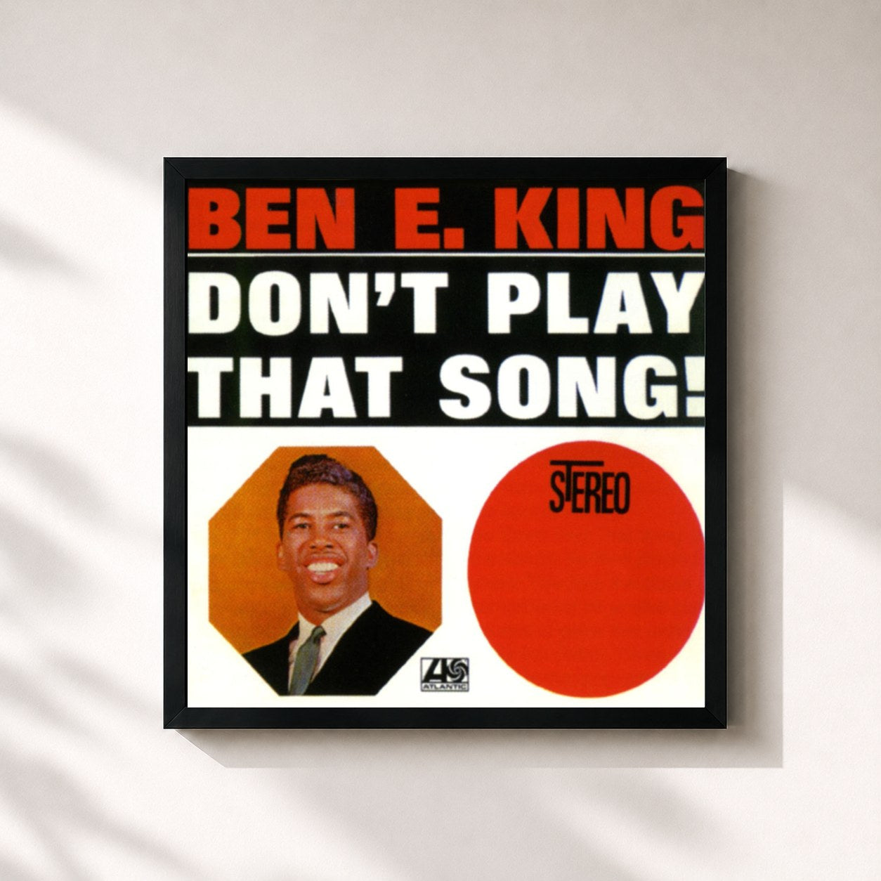 #noir Tableau carré de l'album Don't Play That Song de Ben E. King, cadre noir 32x32 cm