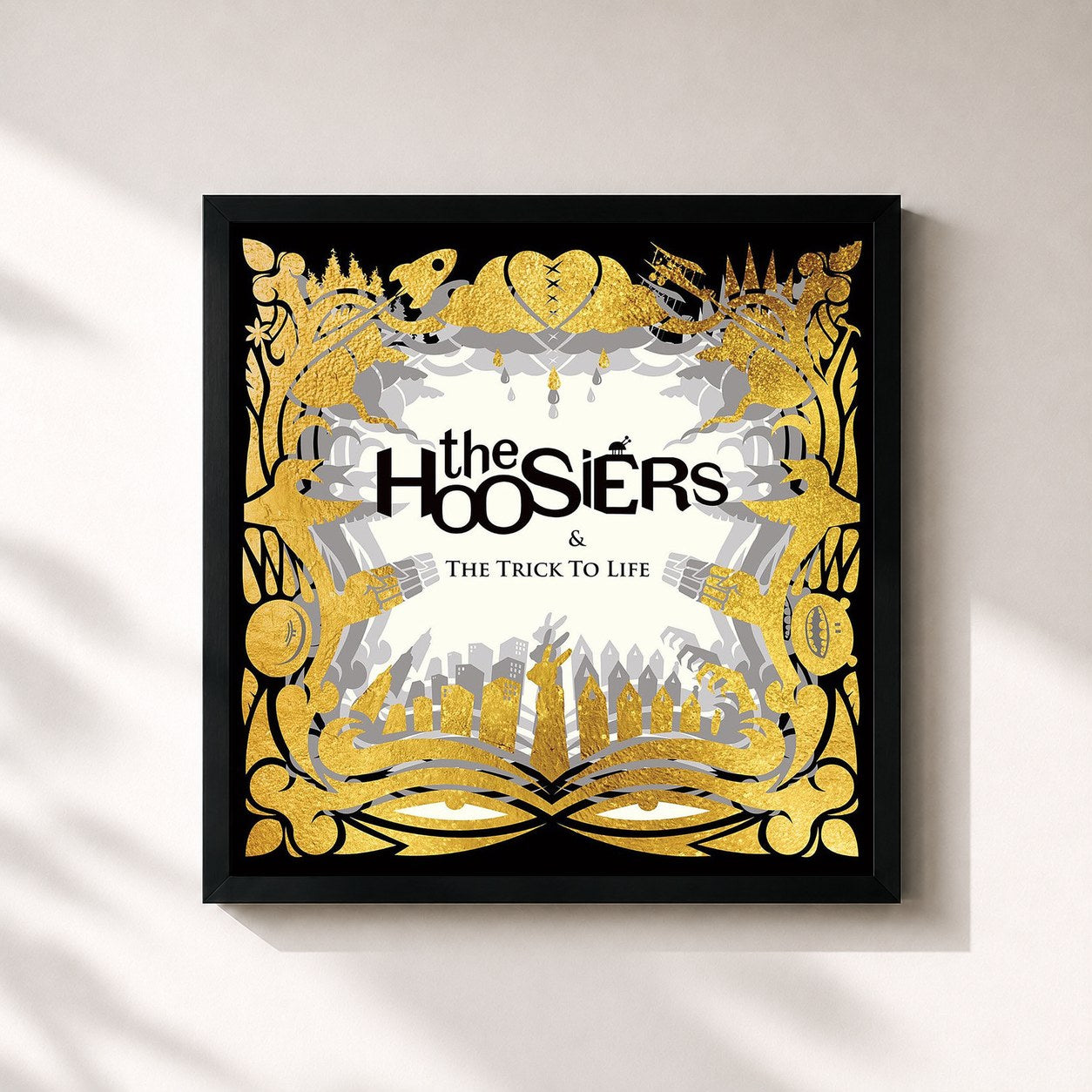 #noir Tableau carré de l'album The Trick to Life (15th Anniversary Edition) de The Hoosiers, cadre noir 32x32 cm