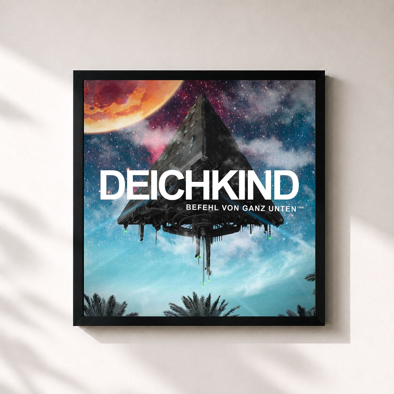 #noir Tableau carré de l'album Befehl von ganz unten de Deichkind, cadre noir 32x32 cm