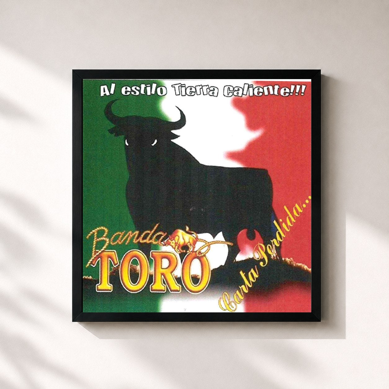#noir Tableau carré de l'album Al Estilo Tierra Caliente de Banda Toro, cadre noir 32x32 cm