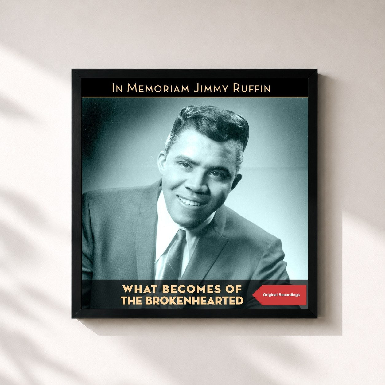 #noir Tableau carré de l'album What Becomes of the Brokenhearted (Original Recordings) de Jimmy Ruffin, cadre noir 32x32 cm