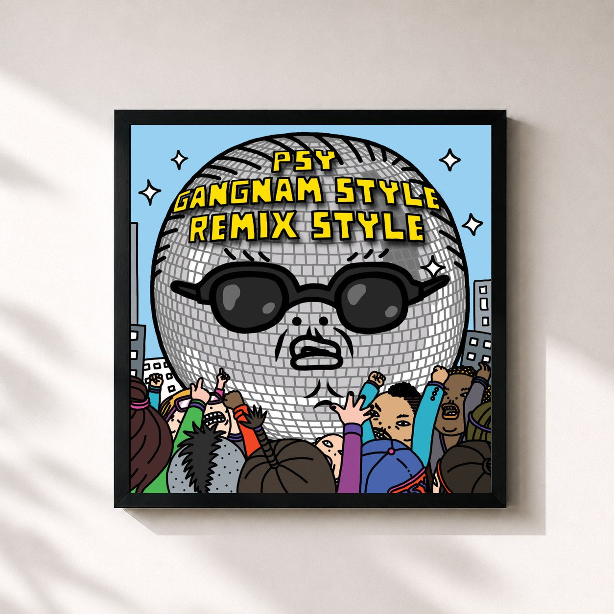 #noir Tableau carré de l'album Gangnam Style (강남스타일) (Remix) de Psy, cadre noir 32x32 cm
