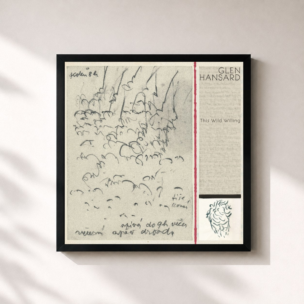 #noir Tableau carré de l'album This Wild Willing de Glen Hansard, cadre noir 32x32 cm