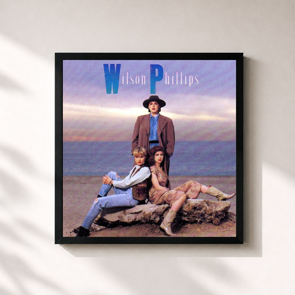 #noir Tableau carré de l'album Wilson Phillips de Wilson Phillips, cadre noir 32x32 cm