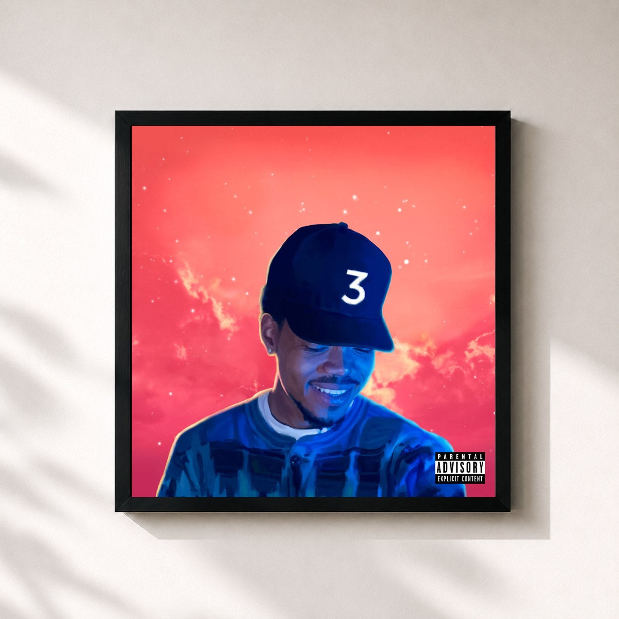 #noir Tableau carré de l'album Coloring Book de Chance the Rapper, cadre noir 32x32 cm