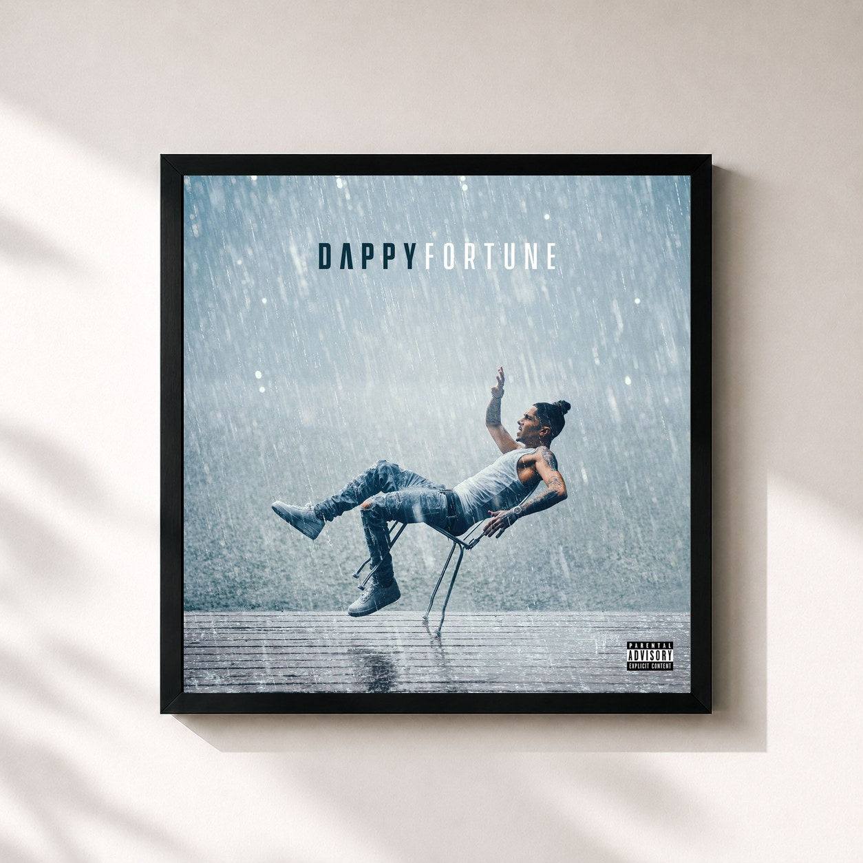 #noir Tableau carré de l'album Fortune de Dappy, cadre noir 32x32 cm