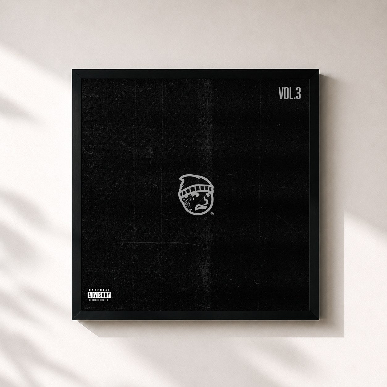 #noir Tableau carré de l'album RV Mixtape Vol. 3 de Rich Vagos, cadre noir 32x32 cm