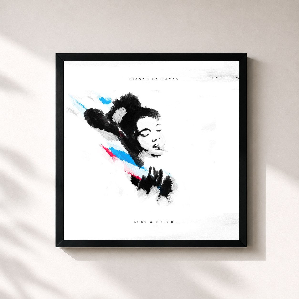 #noir Tableau carré de l'album Lost & Found de Lianne La Havas, cadre noir 32x32 cm
