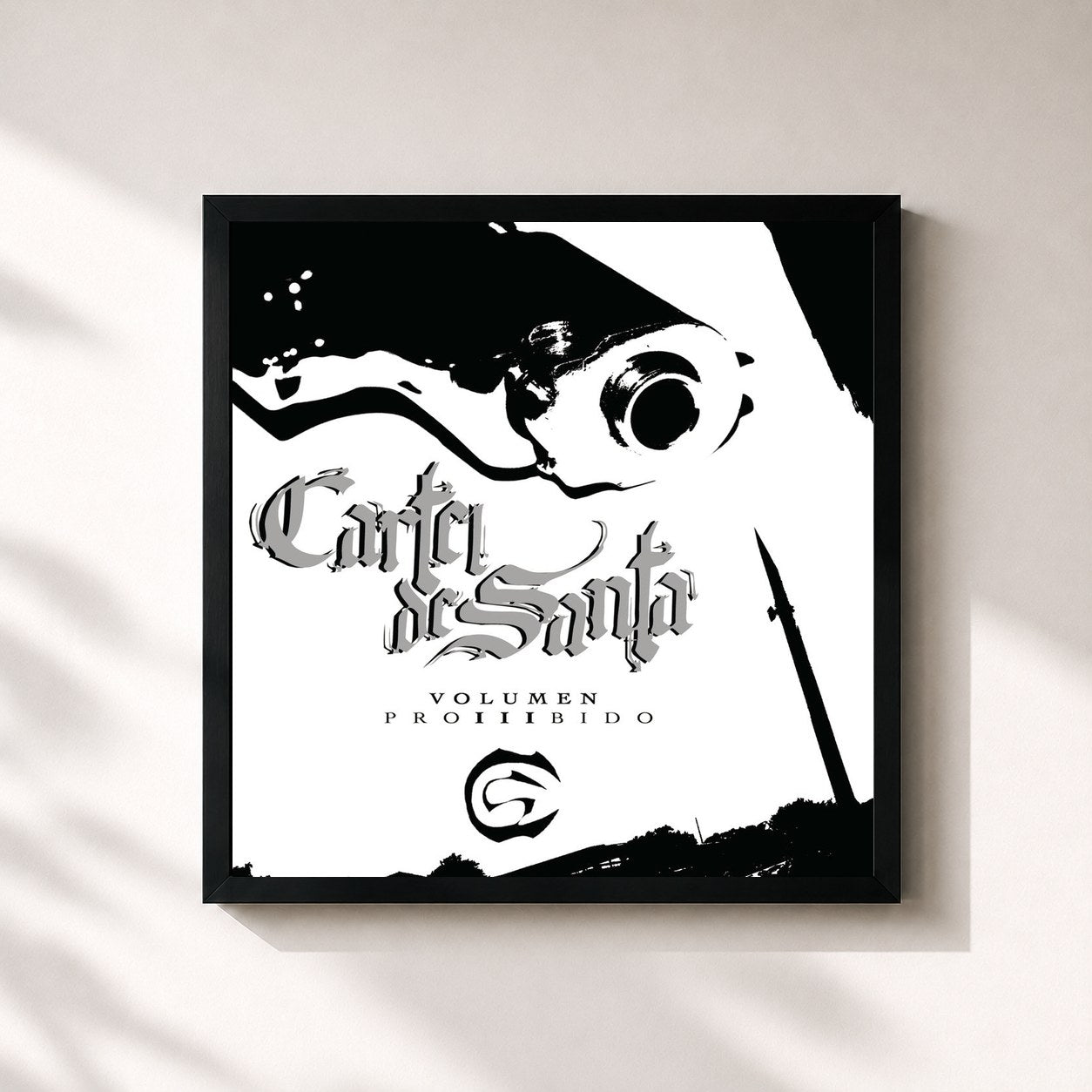 #noir Tableau carré de l'album Volumen Prohibido de Cartel De Santa, cadre noir 32x32 cm