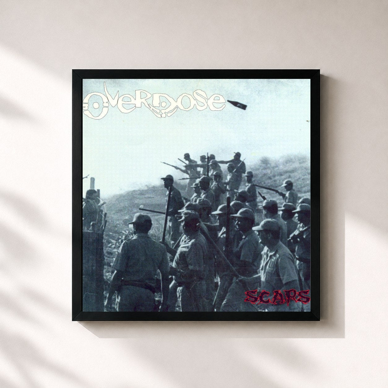 #noir Tableau carré de l'album Scars de Overdose, cadre noir 32x32 cm