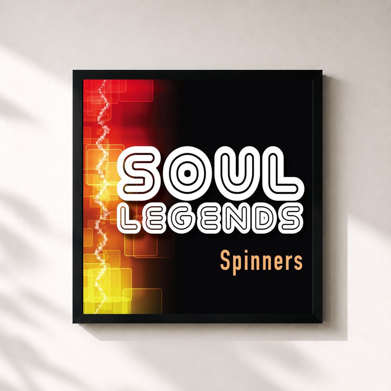 #noir Tableau carré de l'album Soul Legends: The Spinners de The Spinners, cadre noir 32x32 cm