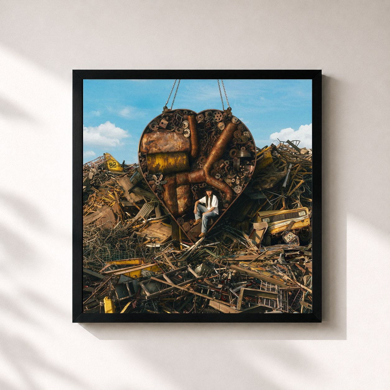 #noir Tableau carré de l'album Love You Madly Hate You Badly de Oliver Tree, cadre noir 32x32 cm