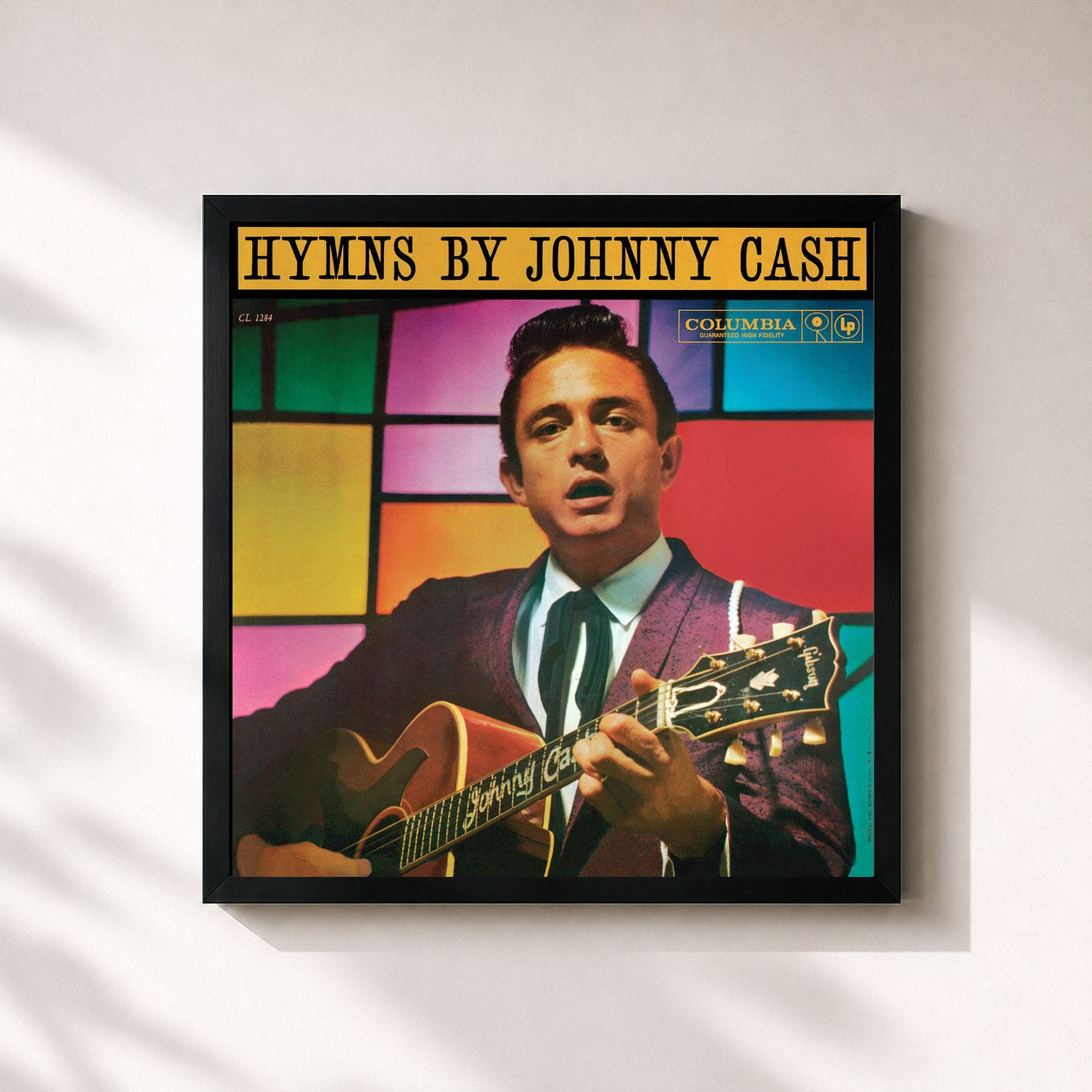 #noir Tableau carré de l'album Hymns by Johnny Cash de Johnny Cash, cadre noir 32x32 cm