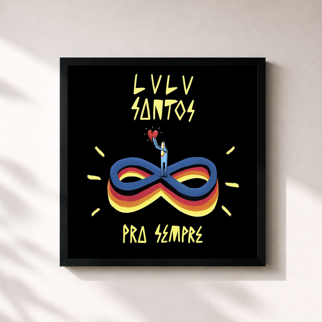 #noir Tableau carré de l'album Pra Sempre de Lulu Santos, cadre noir 32x32 cm