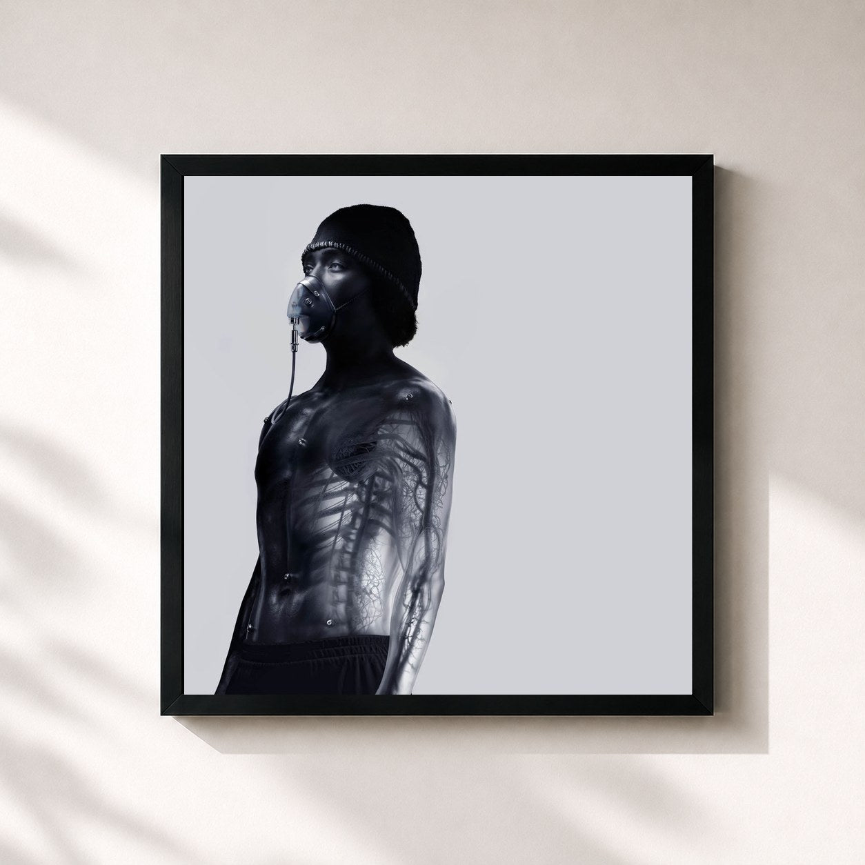 #noir Tableau carré de l'album Nouveau Produit de So La Lune, cadre noir 32x32 cm