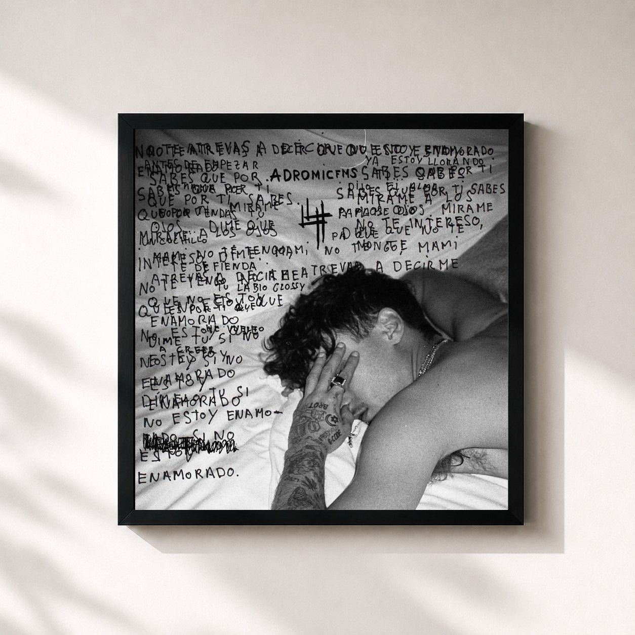 #noir Tableau carré de l'album Adromicfms 4 de Yung Beef, cadre noir 32x32 cm