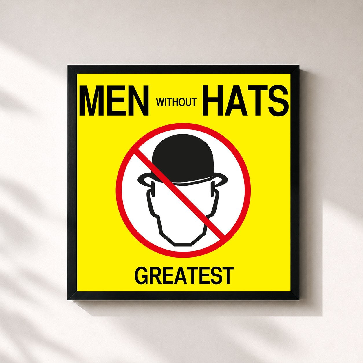 #noir Tableau carré de l'album Greatest de Men Without Hats, cadre noir 32x32 cm