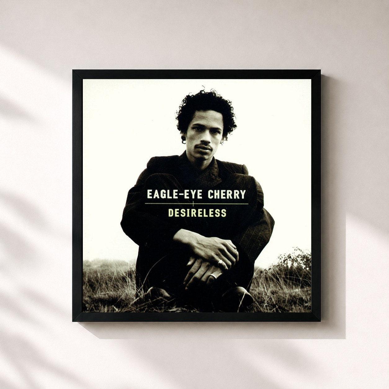 #noir Tableau carré de l'album Desireless de Eagle-Eye Cherry, cadre noir 32x32 cm
