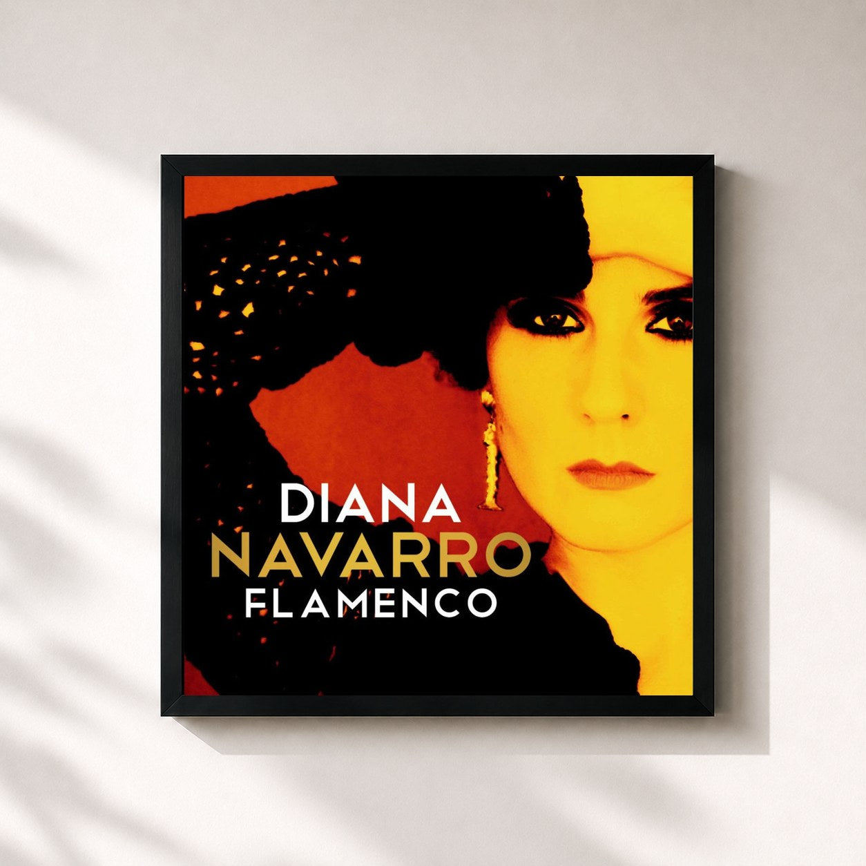 #noir Tableau carré de l'album Flamenco de Diana Navarro, cadre noir 32x32 cm