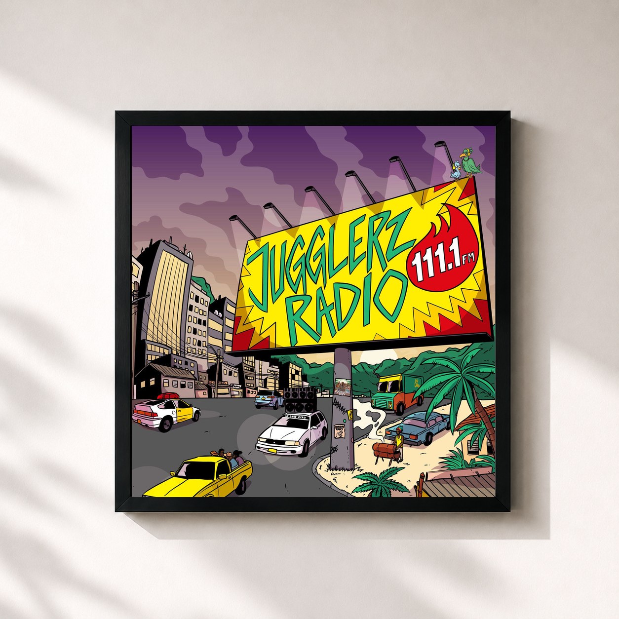 #noir Tableau carré de l'album Jugglerz Radio de Jugglerz, cadre noir 32x32 cm