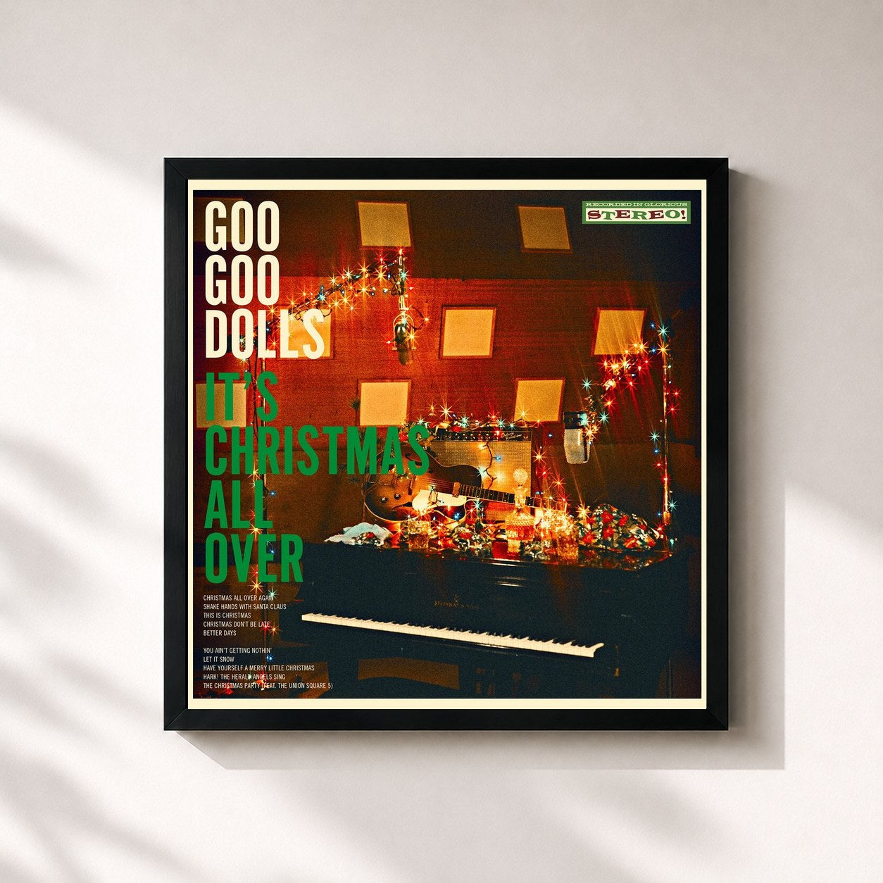 #noir Tableau carré de l'album It's Christmas All Over de The Goo Goo Dolls, cadre noir 32x32 cm