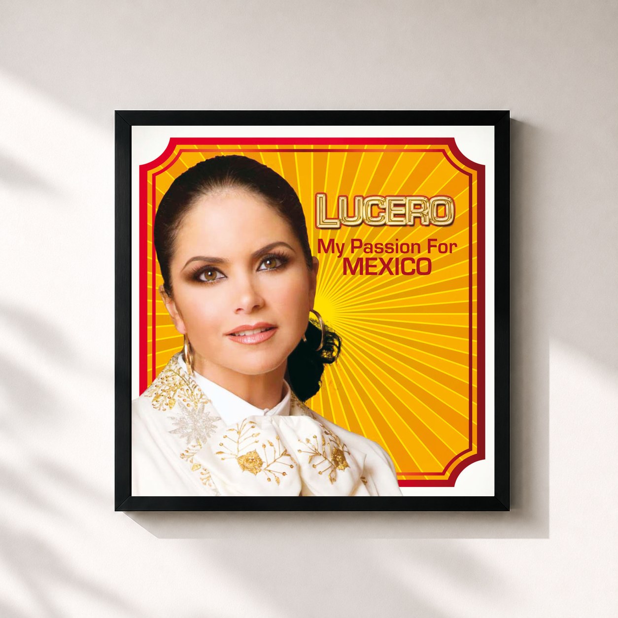 #noir Tableau carré de l'album My Passion For Mexico de Lucero, cadre noir 32x32 cm