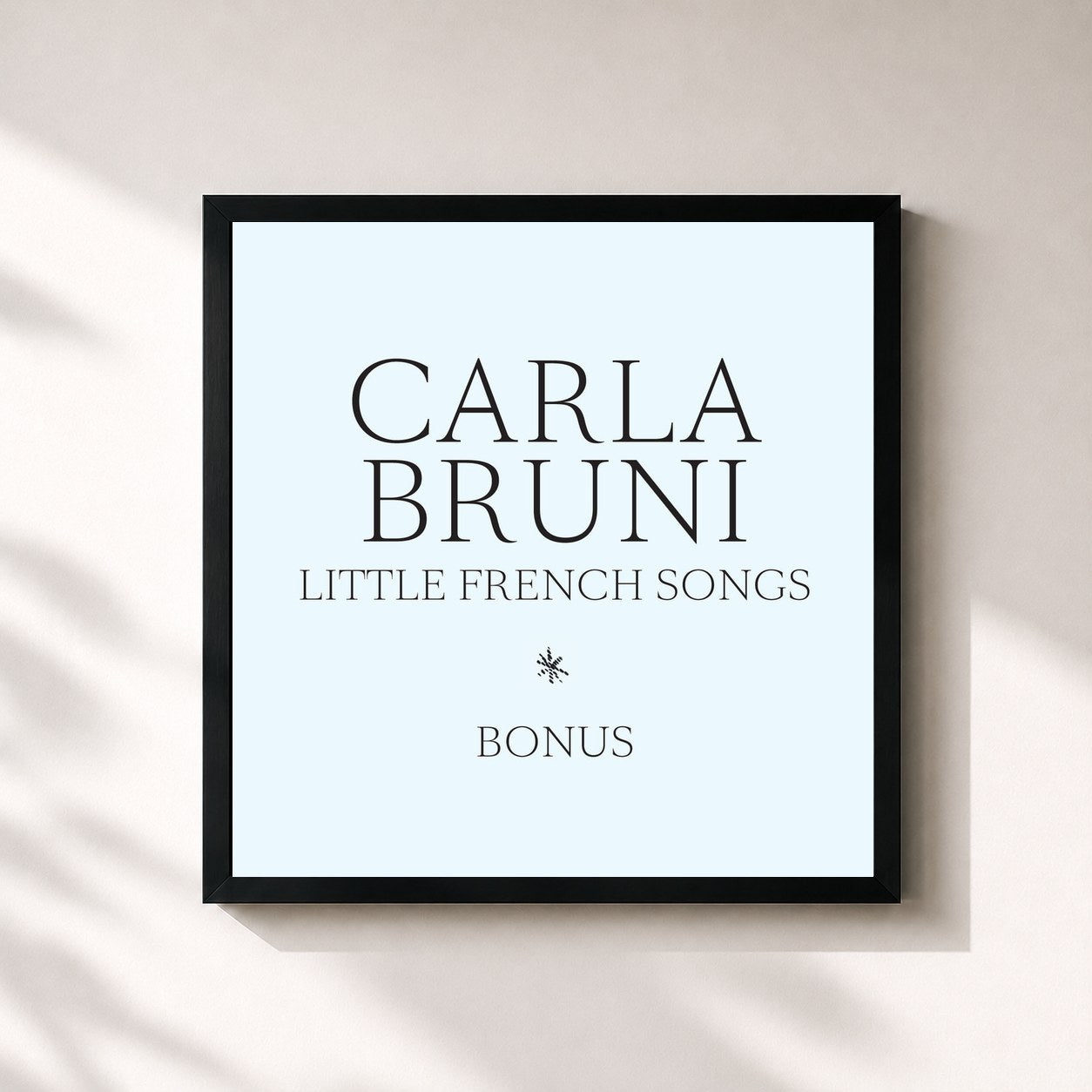 #noir Tableau carré de l'album Little French Songs (Bonus) de Carla Bruni, cadre noir 32x32 cm