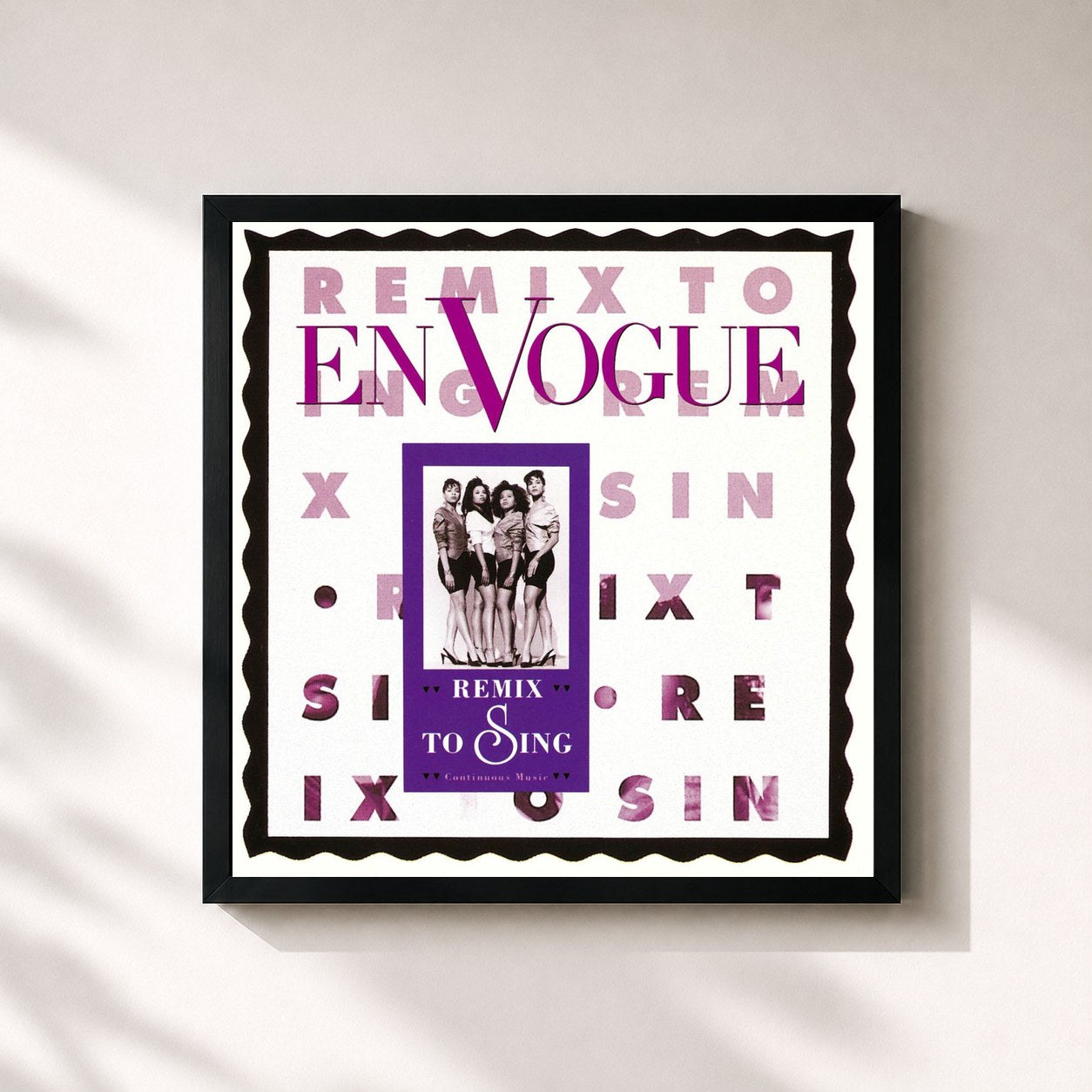 #noir Tableau carré de l'album Remix to Sing de En Vogue, cadre noir 32x32 cm