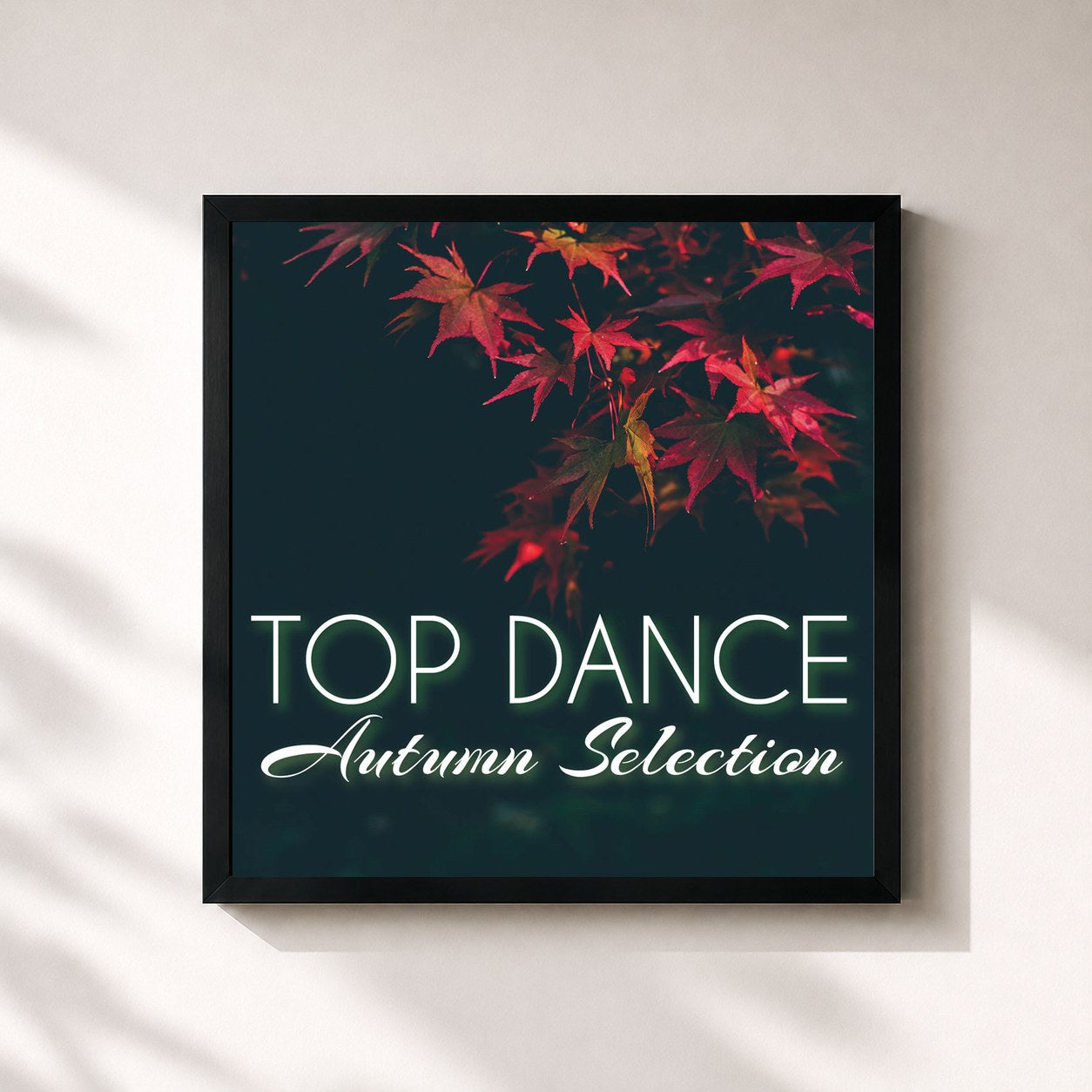 #noir Tableau carré de l'album Top Dance Autumn Selection de Alex Gaudino, cadre noir 32x32 cm