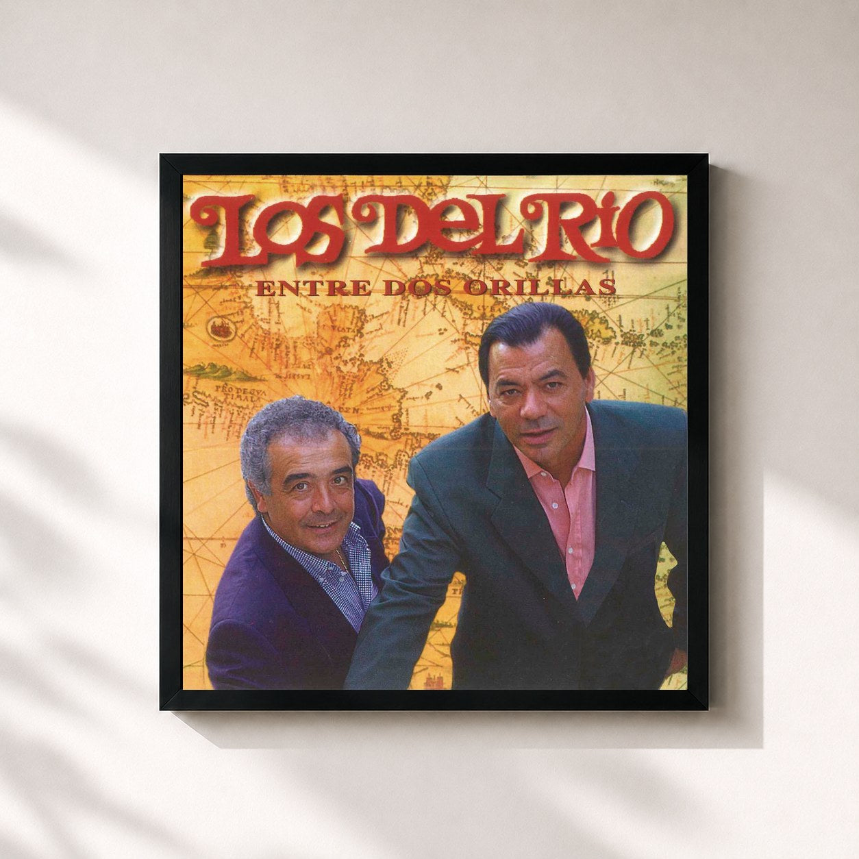 #noir Tableau carré de l'album Entre Dos Orillas de Los Del Río, cadre noir 32x32 cm