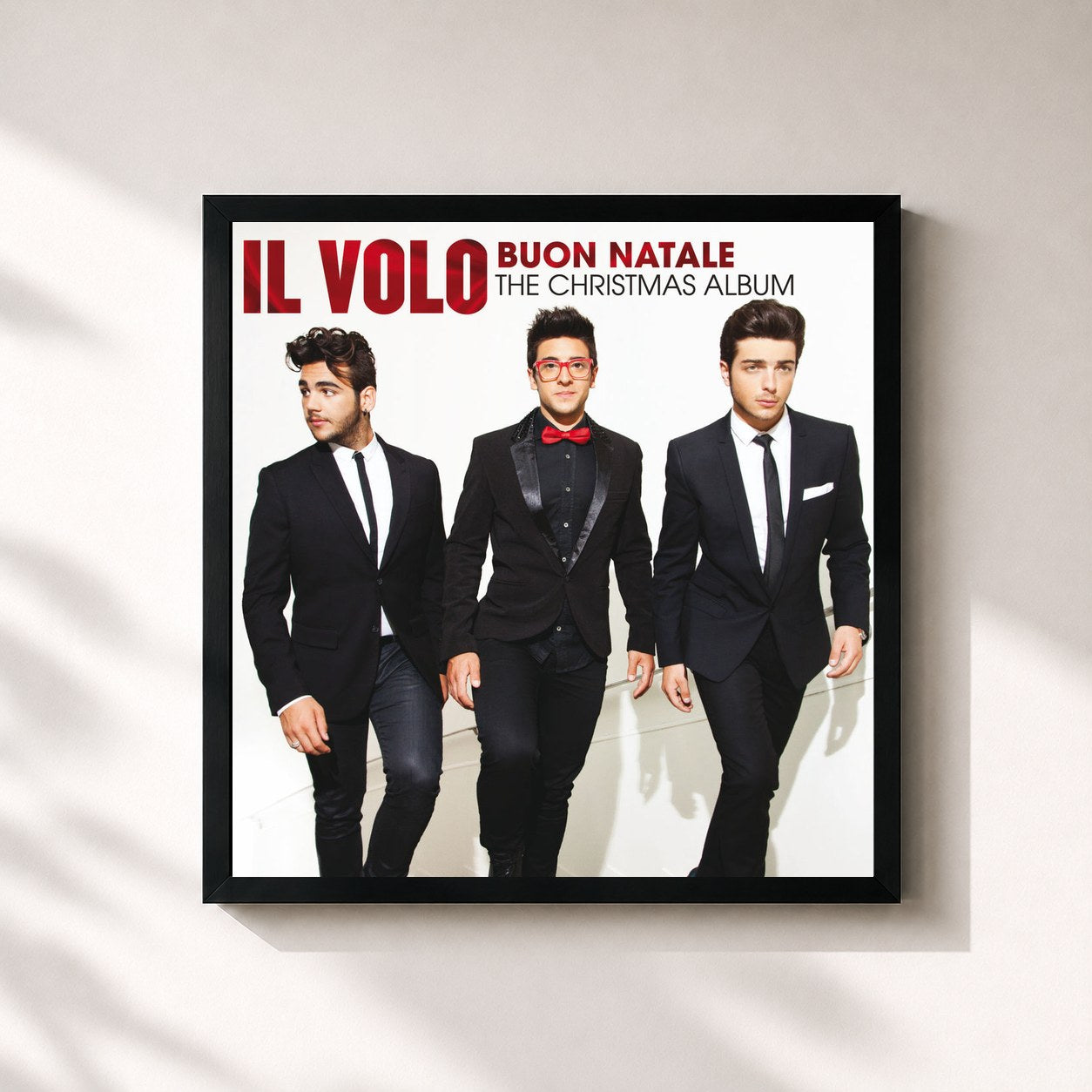 #noir Tableau carré de l'album Buon Natale: The Christmas Album de Il Volo, cadre noir 32x32 cm