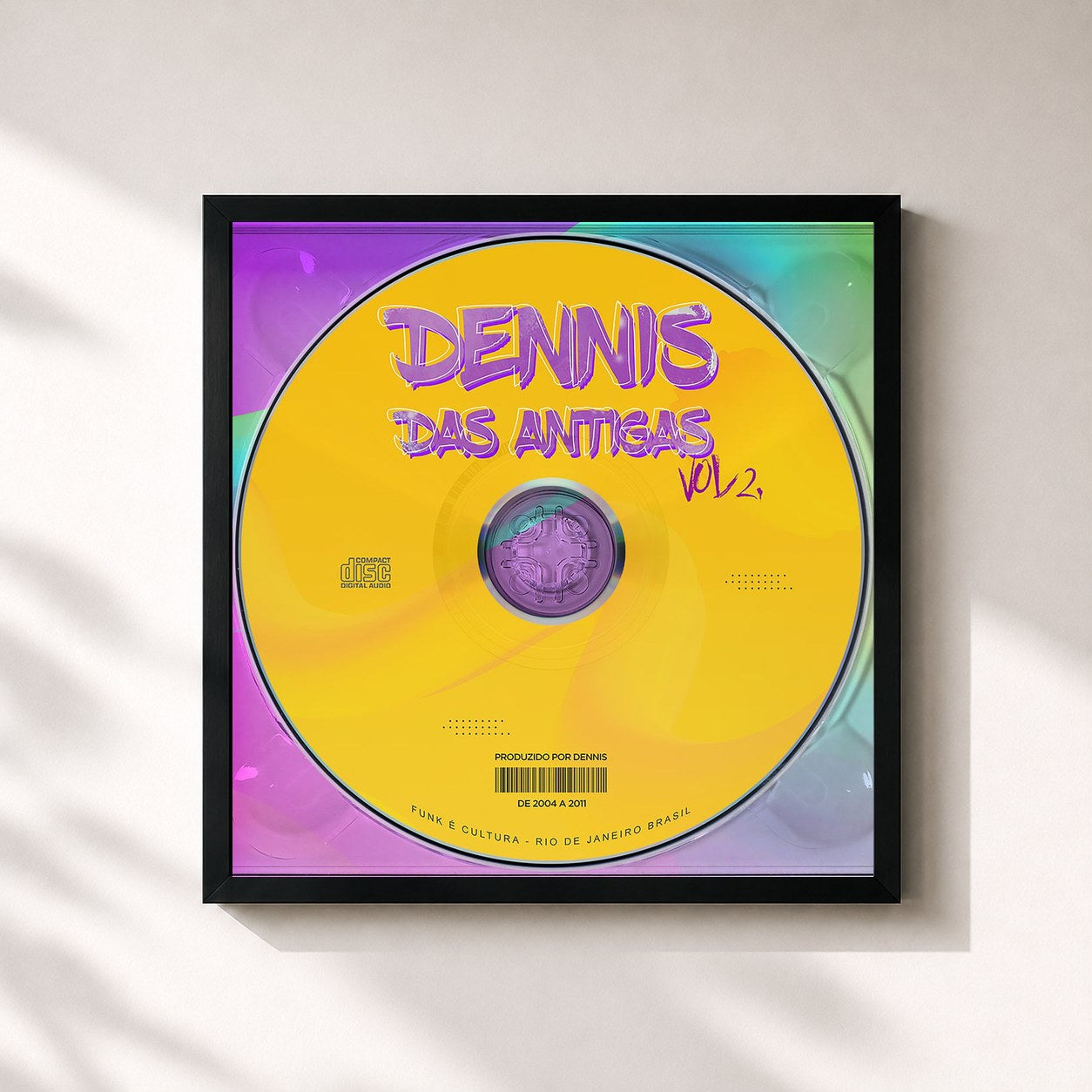 #noir Tableau carré de l'album Dennis das Antigas, Vol. 2 de DENNIS, cadre noir 32x32 cm