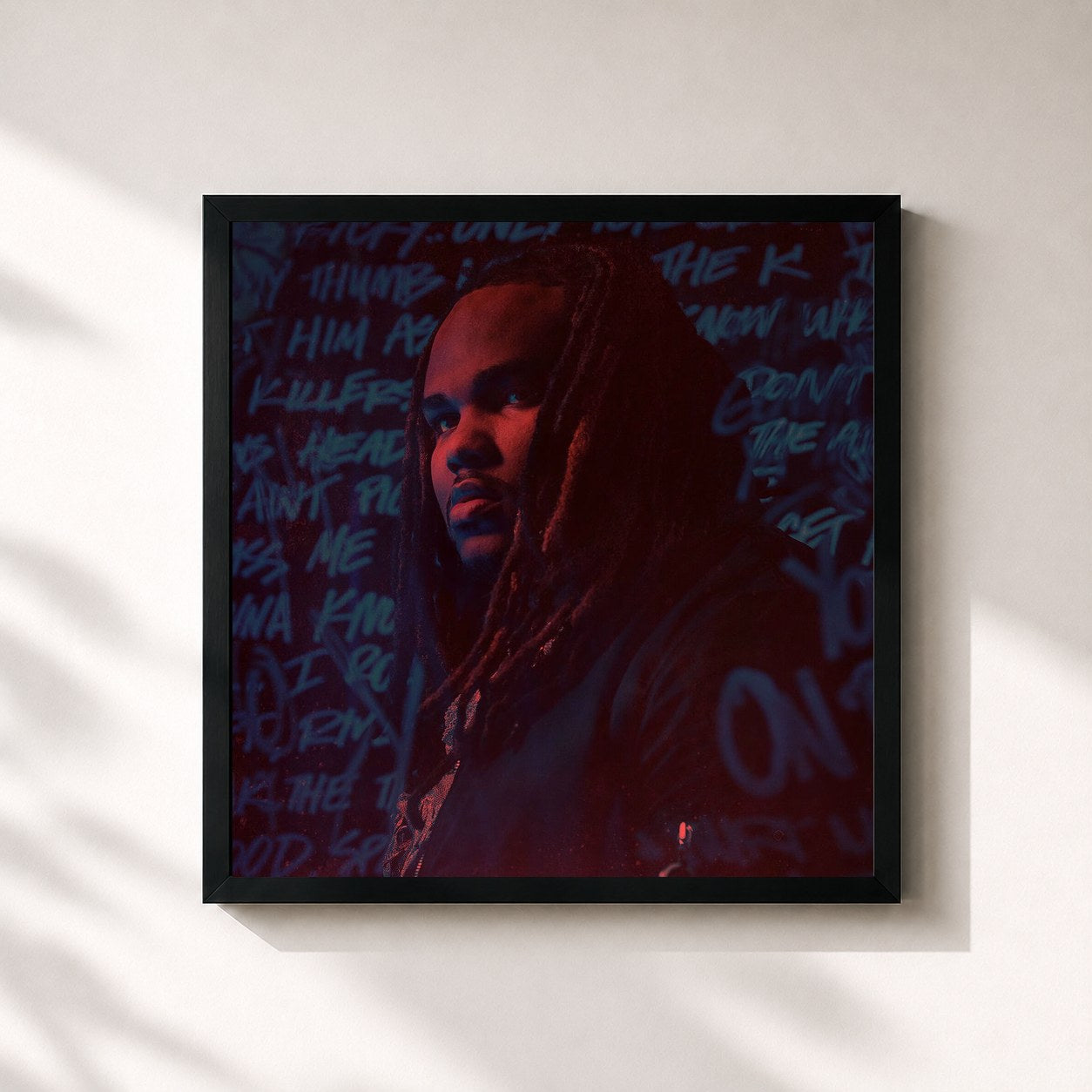 #noir Tableau carré de l'album Scriptures de Tee Grizzley, cadre noir 32x32 cm