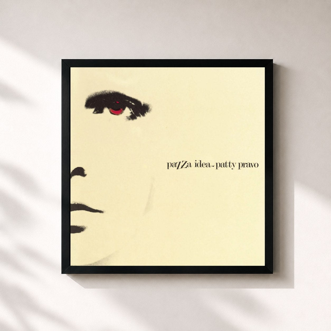 #noir Tableau carré de l'album Pazza Idea de Patty Pravo, cadre noir 32x32 cm