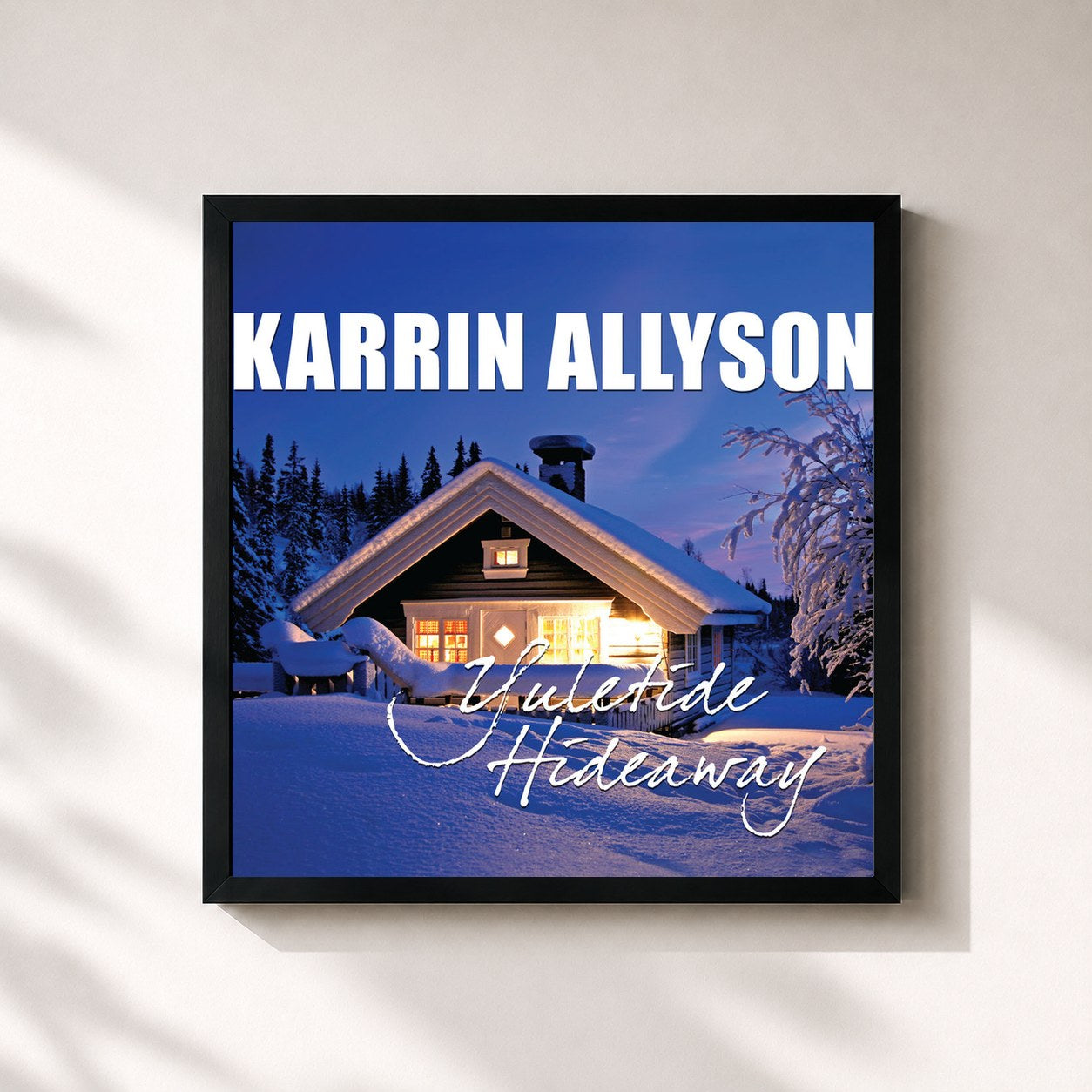 #noir Tableau carré de l'album Yuletide Hideaway de Karrin Allyson, cadre noir 32x32 cm