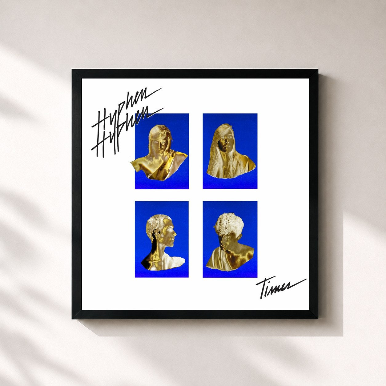 #noir Tableau carré de l'album Times de Hyphen Hyphen, cadre noir 32x32 cm