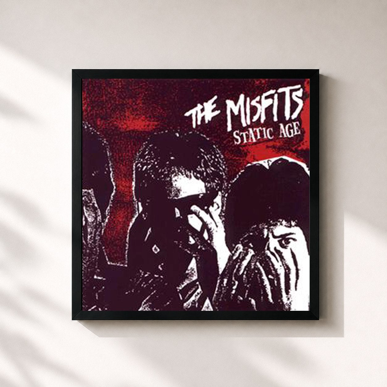 #noir Tableau carré de l'album Static Age de Misfits, cadre noir 32x32 cm