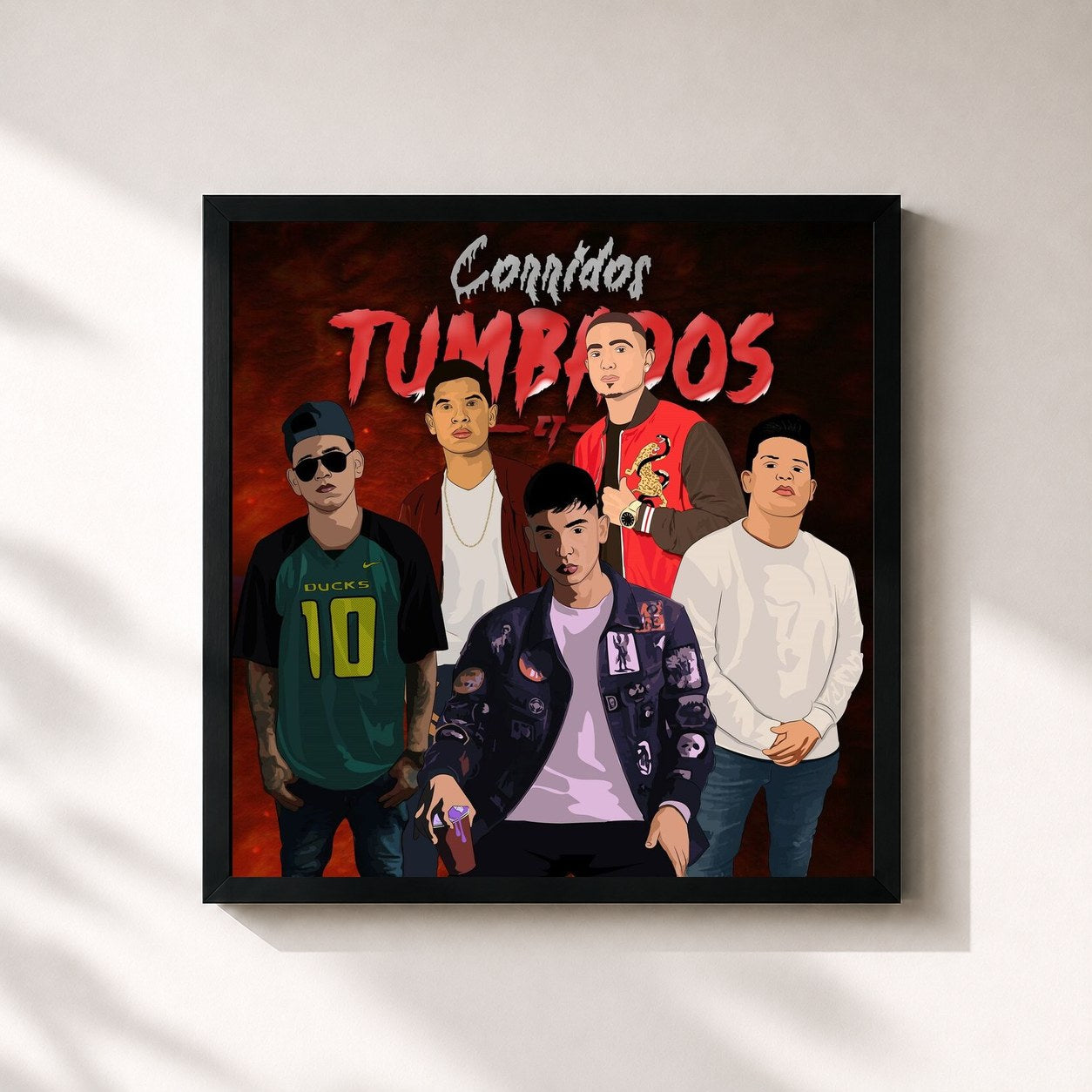#noir Tableau carré de l'album Corridos Tumbados de Natanael Cano, cadre noir 32x32 cm