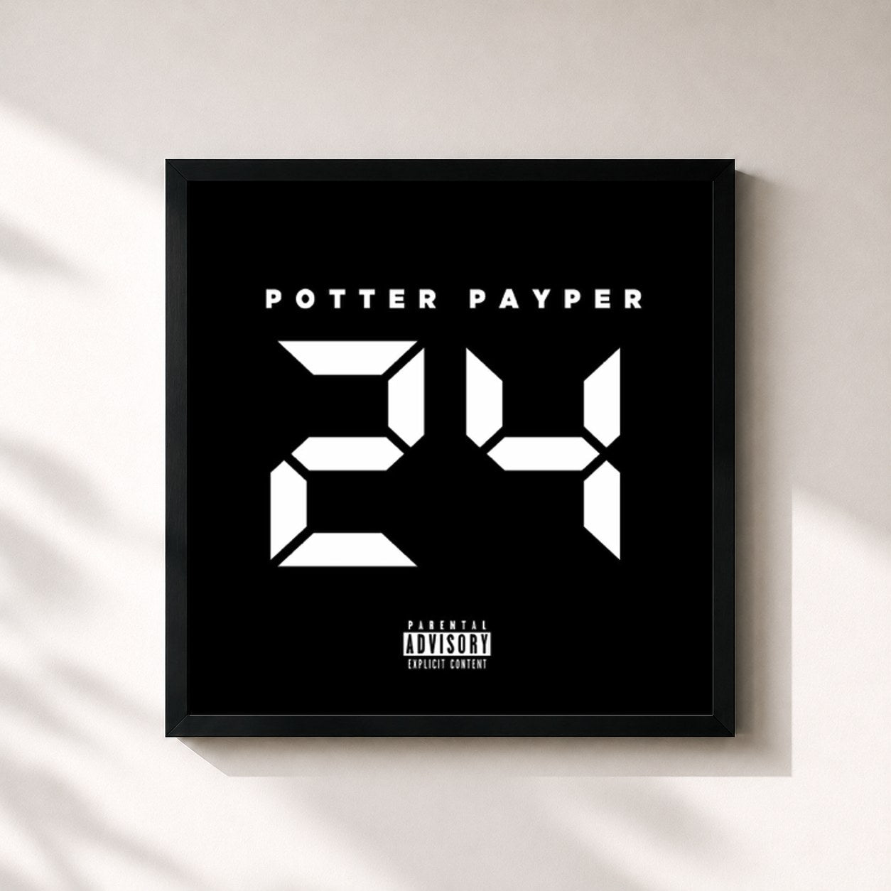 #noir Tableau carré de l'album 24 de Potter Payper, cadre noir 32x32 cm