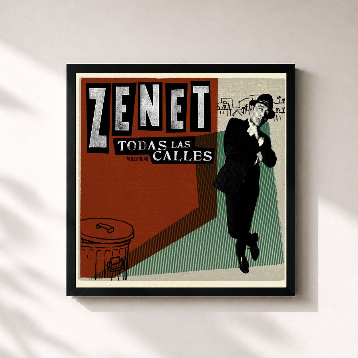 #noir Tableau carré de l'album Todas Las Calles de Zenet, cadre noir 32x32 cm