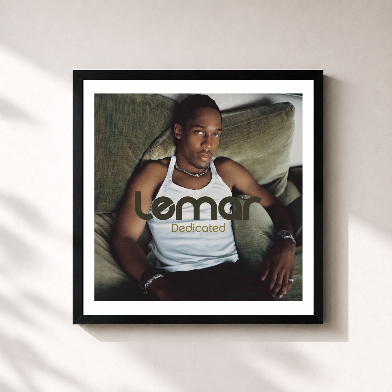 #noir Tableau carré de l'album Dedicated de Lemar, cadre noir 32x32 cm