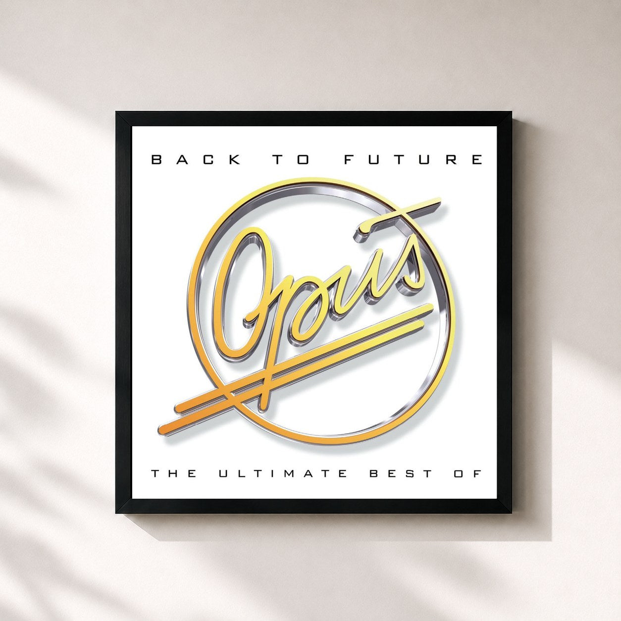 #noir Tableau carré de l'album Back to Future de Opus, cadre noir 32x32 cm
