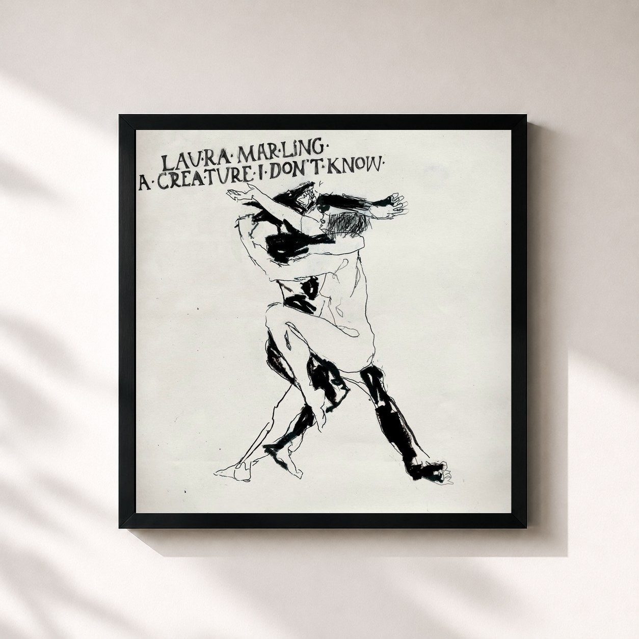 #noir Tableau carré de l'album A Creature I Don't Know de Laura Marling, cadre noir 32x32 cm