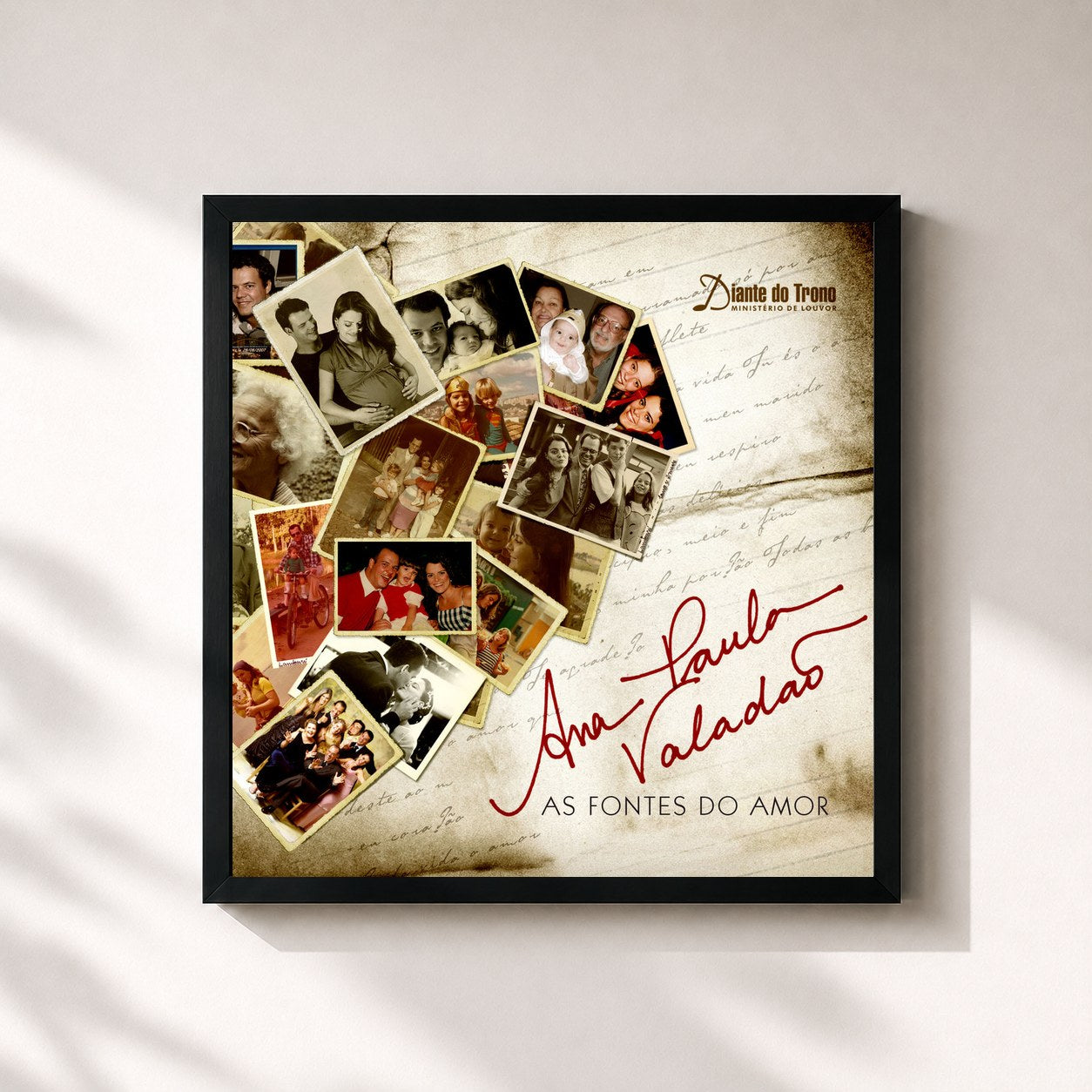 #noir Tableau carré de l'album As Fontes do Amor de Diante do Trono, cadre noir 32x32 cm