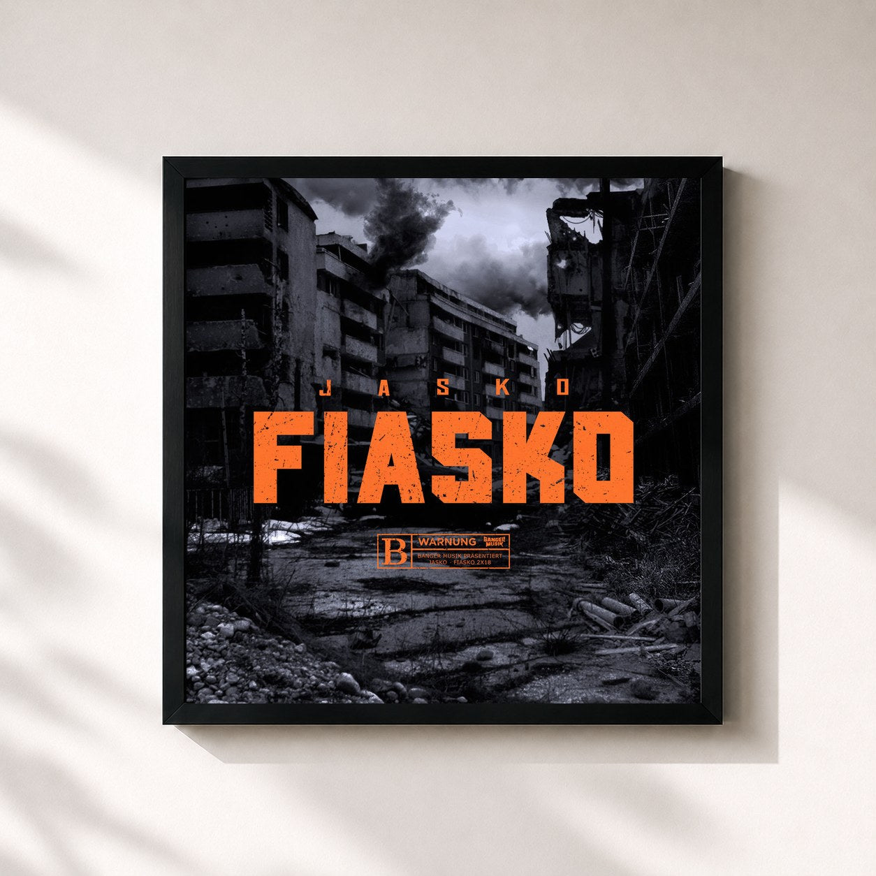 #noir Tableau carré de l'album Fiasko (Deluxe Edition) de Jasko, cadre noir 32x32 cm