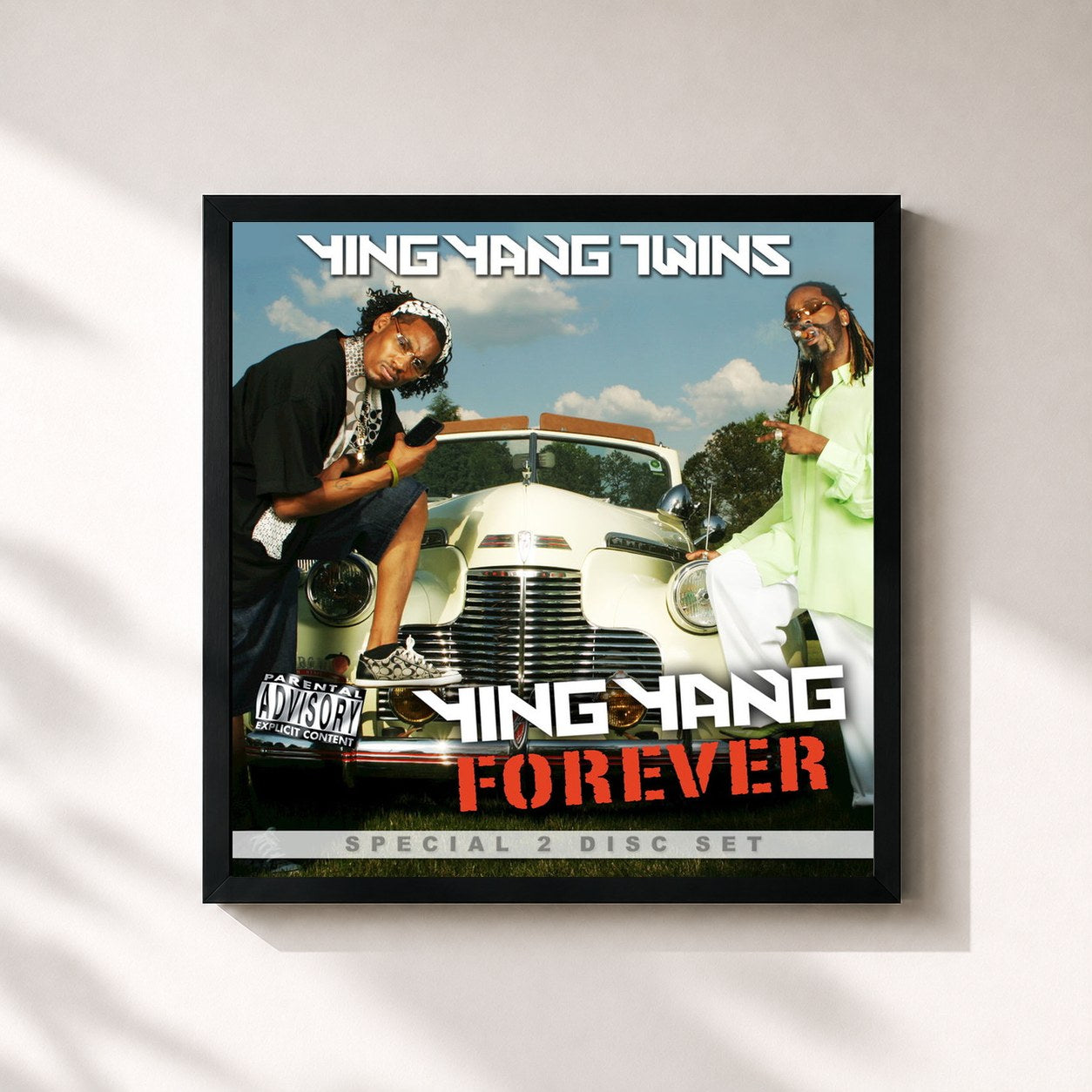 #noir Tableau carré de l'album Ying Yang Forever de Ying Yang Twins, cadre noir 32x32 cm
