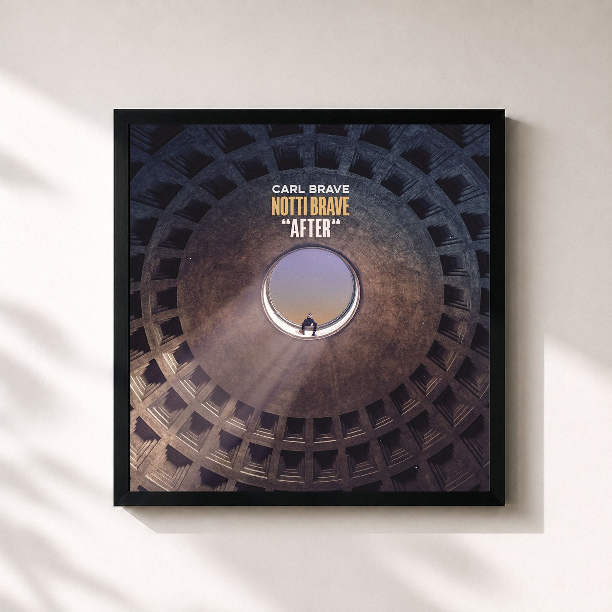 #noir Tableau carré de l'album Notti Brave (After) de Carl Brave, cadre noir 32x32 cm
